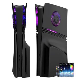 Faceplate for P5 Pro Disc Edition with RGB Light Strip and Dust Filter with Cooling Vents DOBEWINGDELOU 400+ Effects LED Light Ring Console Face Plate Cover DIY Decoration Kit Accessories Black