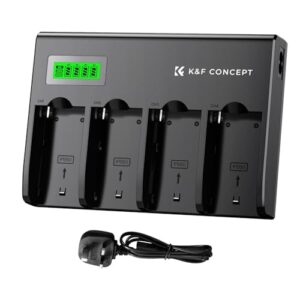 K&F Concept 4-Channel Battery Fast Charger with LCD Display for Sony NP-F550 F570 F750 F770 F930 F950 F960 F970 Camera Camcorder Battery