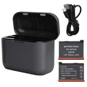 MXJFYY 2PCS 1800mAh Li-ion Replacement Batteries Compatible with Insta360 X3 Action Camera Accessories with 2 Card Slot Battery Fast Charging Box Se