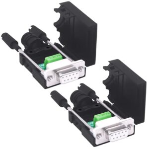 DB9 No Soldering Connector Breakout Board RS232 D-SUB 9 Pin Serial to RXD TXD GND 235 Adapter Terminal Block with Case 2 Packs (Female)