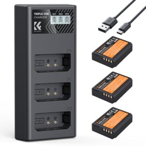 K&F Concept LP-E10 3 Pack Battery and Triple Slot Charger Set Compatible with Canon EOS Rebel T3