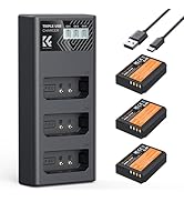K&F Concept 3-Pack Replacement Battery for Go Pro 12, Enduro Batteries & 3-Channel Quick Charger ...