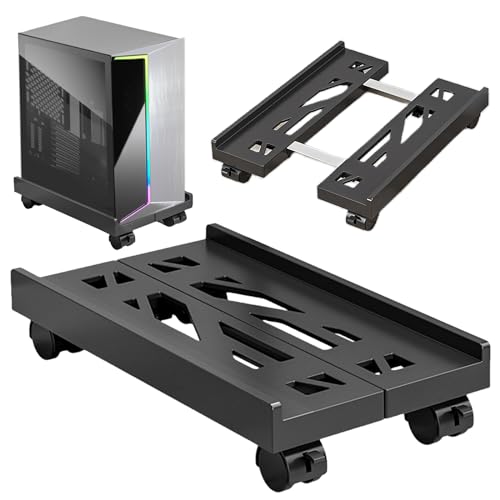 SPORWAY CPU Stand PC Stand: Computer Holder Universal Adjustable CPU Stand with 4 Wheels