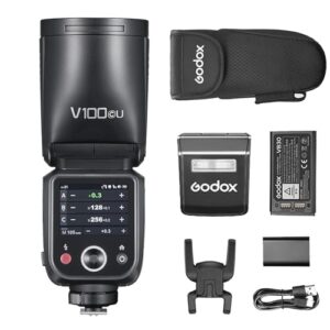 Godox V100C V100-C Round Head Camera Flash Speedlite for Canon EOS Cameras TTL HSS 1/8000s 2.4G 100Ws with Toch Screen (V100 C)