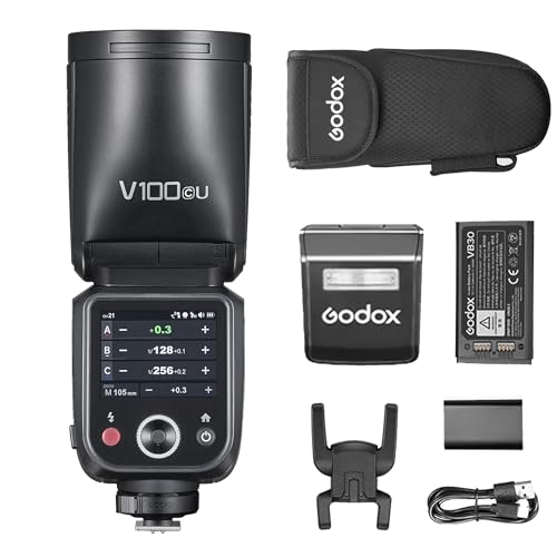 Godox V100C V100-C Round Head Camera Flash Speedlite for Canon EOS Cameras TTL HSS 1/8000s 2.4G 100Ws with Toch Screen (V100 C)
