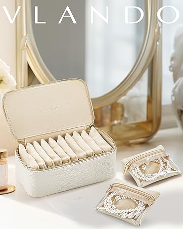 Vlando Travel Jewellery Pouches,12pcs Small Jewellery Bag with Zipper, Jewellery Organiser for Tr...