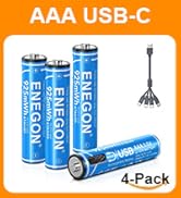 ENEGON 4-Pack 3300mWh (2220mAh) AA Rechargeable lithium-ion Batteries with 4-in-1 Charging Cable ...