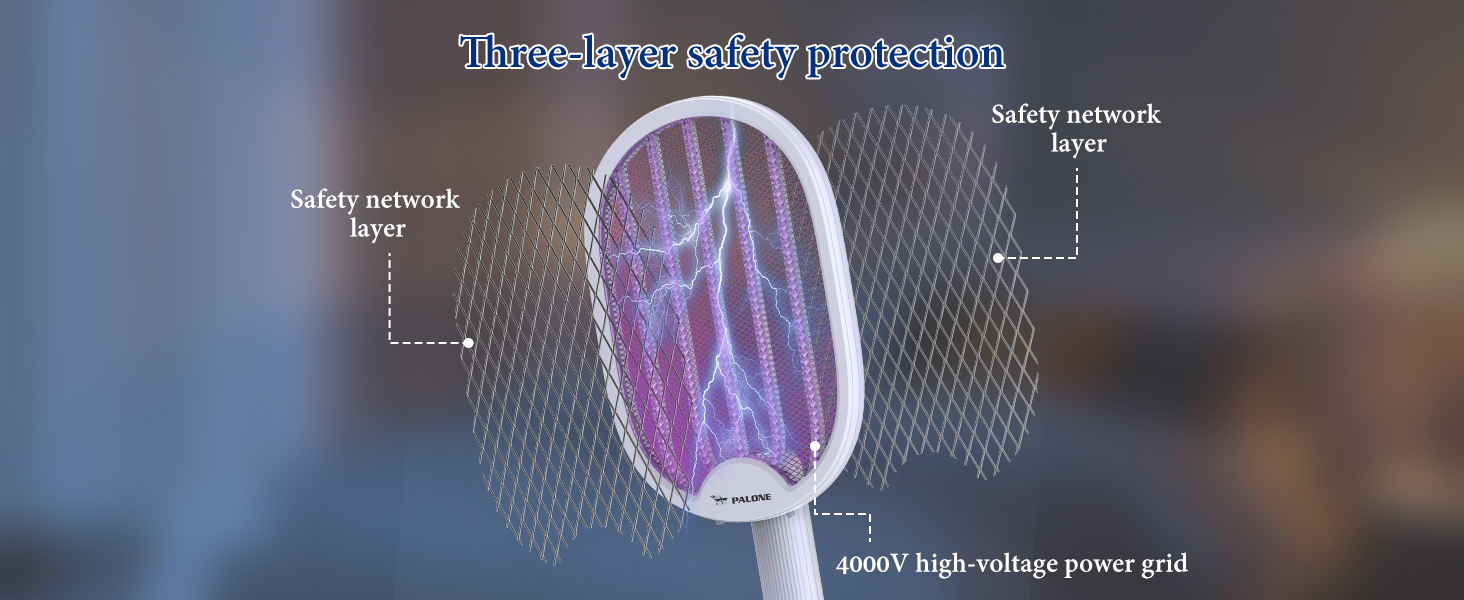 PALONE Electric Fly Swatter, Foldable Fly Killer, UV Mosquito Bug Zapper