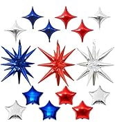 Froova Star Balloons, 22in Red Black and Silver Explosion Star Balloons Foil 10in 4-Pointed & Pen...