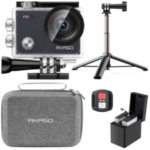 AKASO V50 X Action Camera Selfie Stick Bundle - Includes V50 X 4K Underwater Camera