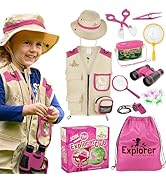 explorer kit for kids safari costume 3-7 years old vest hat binoculars bug catching kit