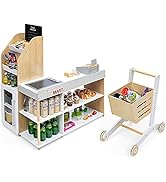 COSTWAY Kids Sandbox, Wooden Square Sandpit with Canopy, Built-in Bench Seat, Bottom Liner, Outdo...