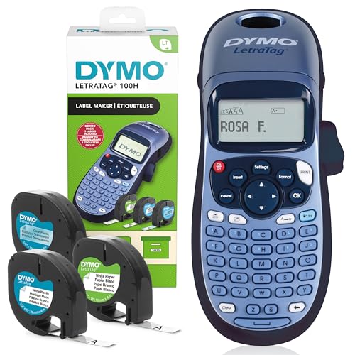 Dymo LetraTag LT-100H Label Maker Starter Kit | Handheld Label Printer Machine | with Plastic