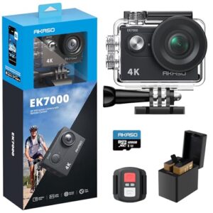 AKASO EK7000 4K30FPS Action Camera with 128GB microSDXC Memory Card - 20MP Ultra HD 170 Degree Wide Angle Waterproof Underwater Camera with Accessory Ki
