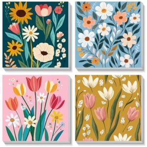 Bowetile 4 Pack Flowers Framed Paint by Numbers for Adults Children