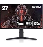 KOORUI 27 Inch Gaming Monitor, FHD 1080P Curved Monitor 165Hz VA 1ms 1500R PC Monitors with Adapt...
