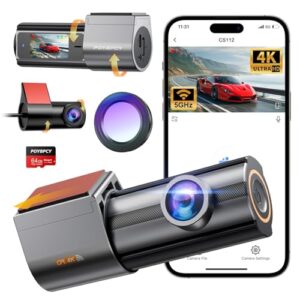 Dash Cam Front and Rear 5GHz WiFi Dashcam with CPL