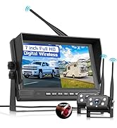 Wireless Reversing Camera Kit, Hodozzy Backup Camera with 7 Inch 1080P IPS Monitor 2 Cameras, Sup...