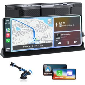【2025 Exclusive Bracket】Apple Car Play Screen 10.26” Wireless Apple CarPlay Android Auto IPS Display Protable Car Stereos Audio Receivers with GPS Navigation/Voice Control/Bluetooth/Mirror Link/WiFi