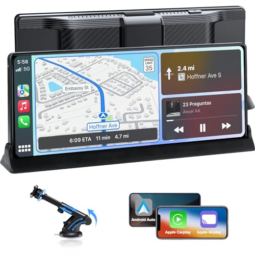 【2025 Exclusive Bracket】Apple Car Play Screen 10.26” Wireless Apple CarPlay Android Auto IPS Display Protable Car Stereos Audio Receivers with GPS Navigation/Voice Control/Bluetooth/Mirror Link/WiFi