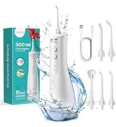 COSLUS Water Teeth Flosser Picks: 4 Modes Cordless Irrigator 300ML Portable Electric Flossing Mac...