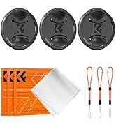 K&F Concept 77mm Lens Cap 2 Pack Snap-on Front Camera Lens Cover + 2 Elastic Lens Cap Keeper + 1 ...