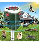 Outdoor Cat Repeller, 360° Solar Ultrasonic Animal Repellent with Motion Sensor & LED Flashing Li...
