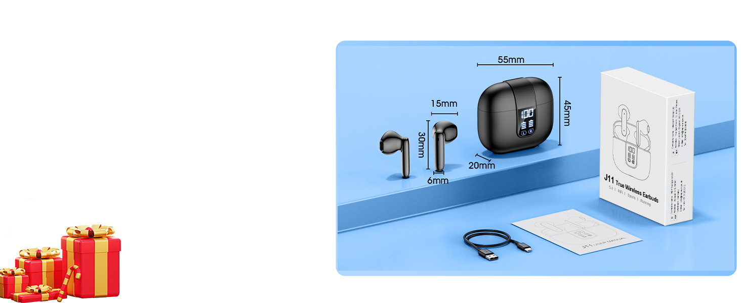 Wireless Earbuds,Bluetooth 5.4 in Ear Headphones with 6 Noise Cancelling Mic