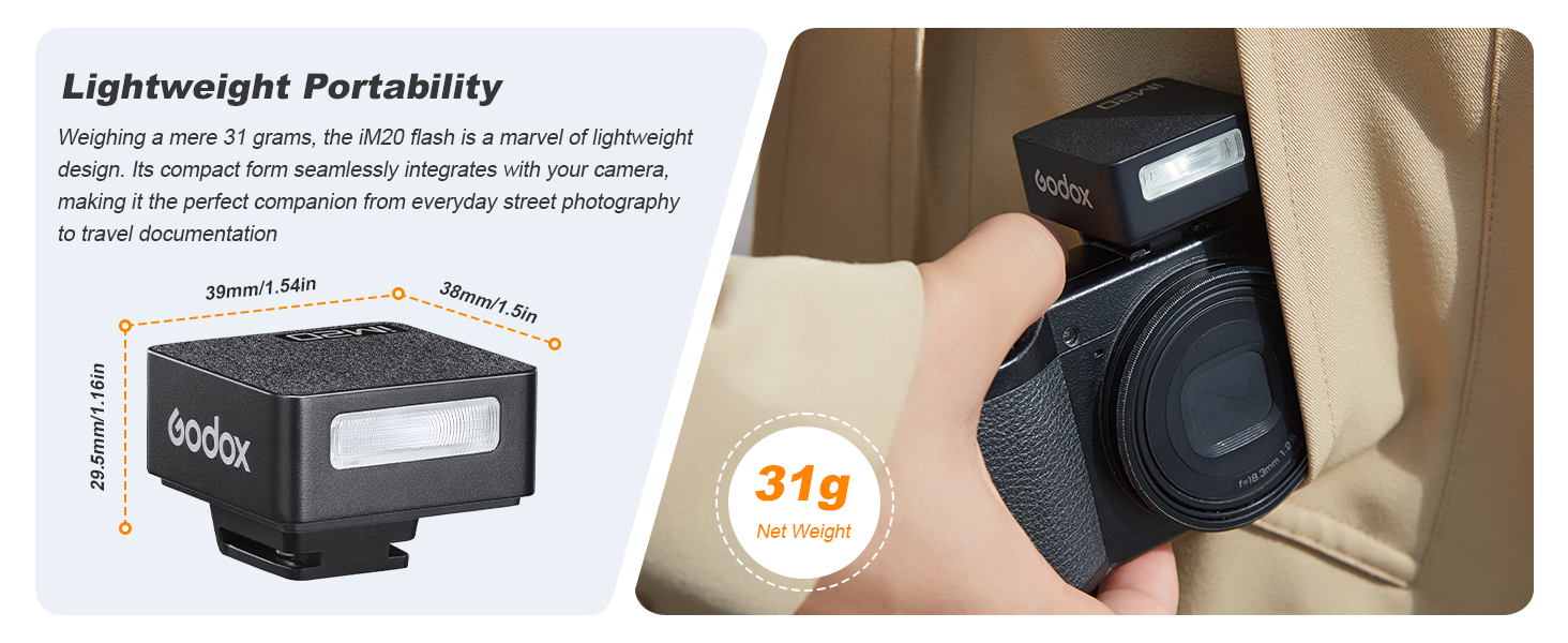 GODOX iM20 Camera Flash Mini Camera Flash, 6000K±200K Godox im20 Mini Flash