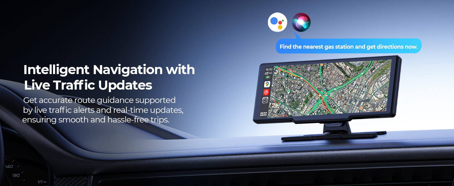 carplay screen for car Intelligent Navigation with Live Traffic Updates