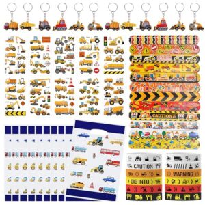 Construction Birthday Party Bags - Excavator Digger Theme Slap Bands Bracelets Keychains Tattoo Party Bag Fillers