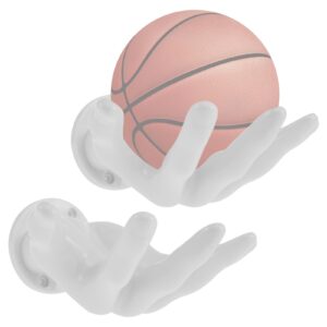 2Pcs Hand Ball Holder for Wall Space Saving Wall Mounted Basketball Football Storage Rack Easy Installation Unique Hand Sculpture Ball Holder for Basketball Football