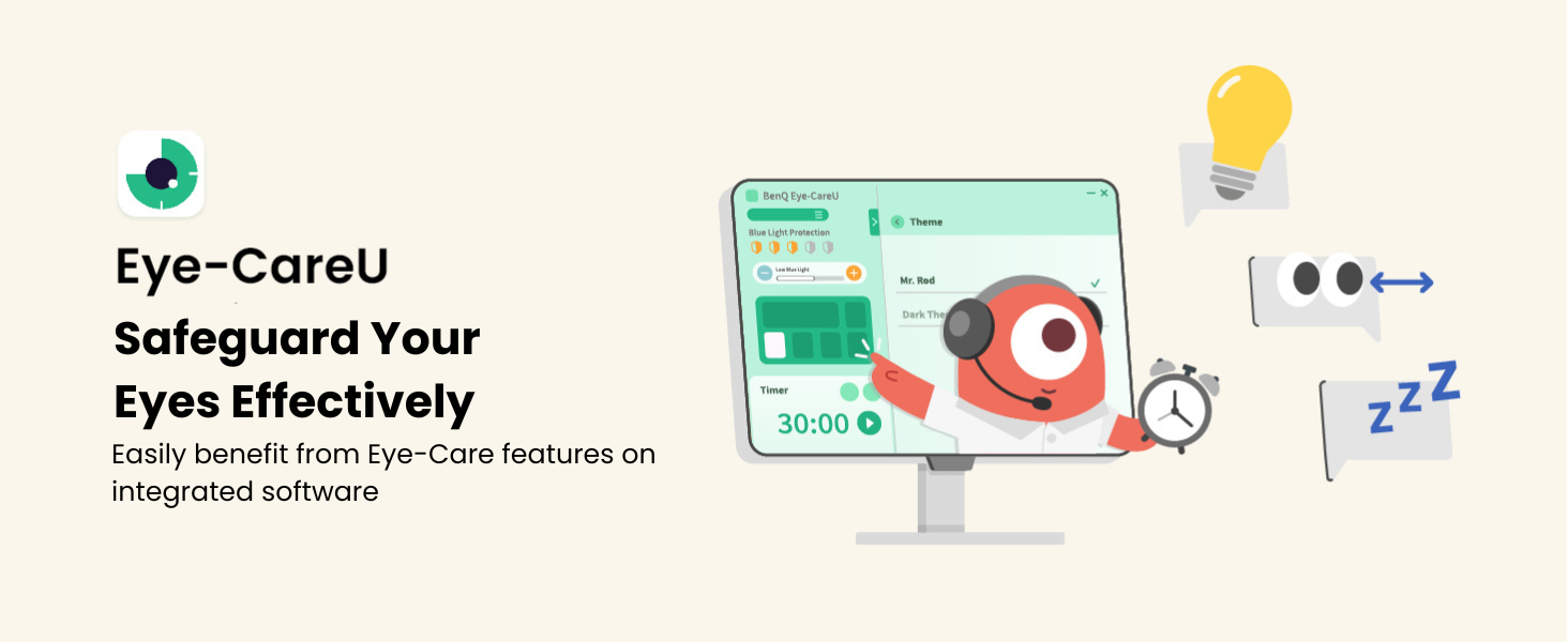 benq home monitor gw2490e with compatible software eye-careu for reminders and on-screen control