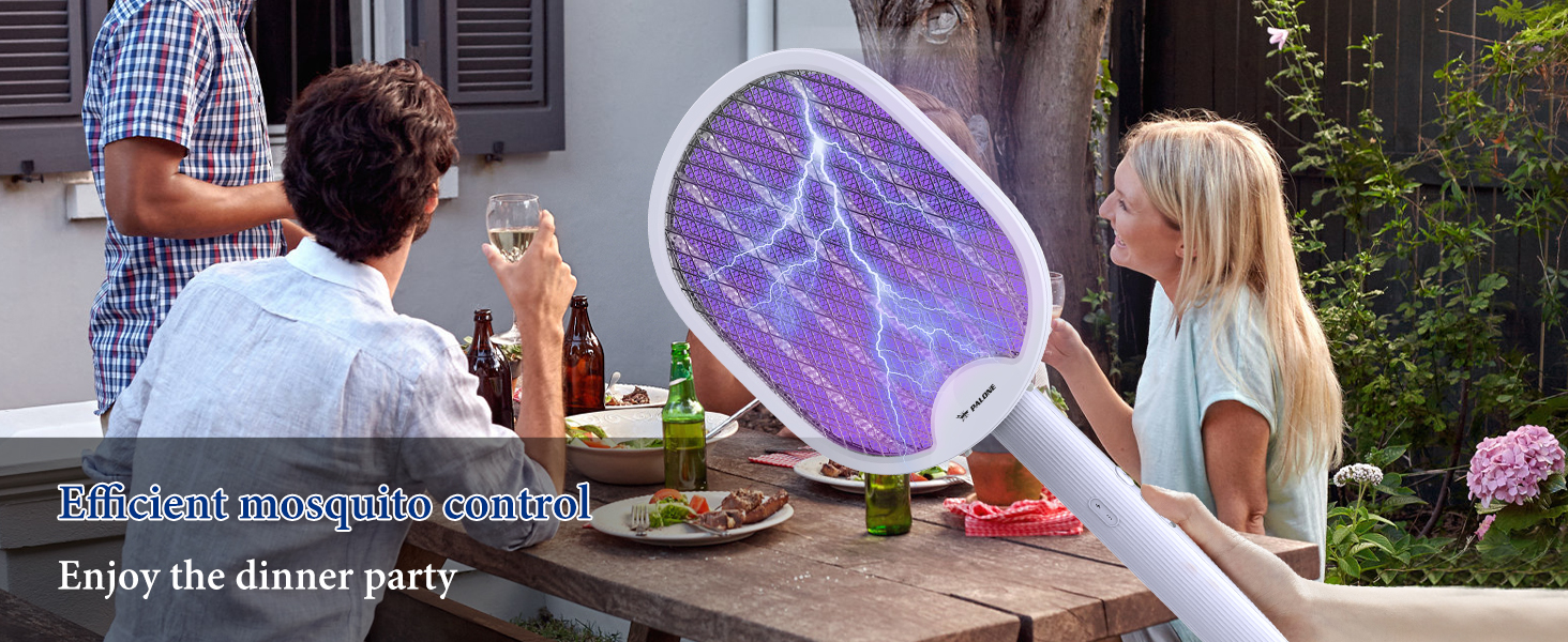 PALONE Electric Fly Swatter, Foldable Fly Killer, UV Mosquito Bug Zapper,