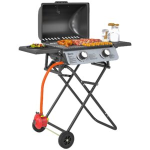 Outsunny Foldable Gas BBQ with Side Tables