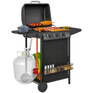 Outsunny 3+1 Burner Gas BBQ Grill