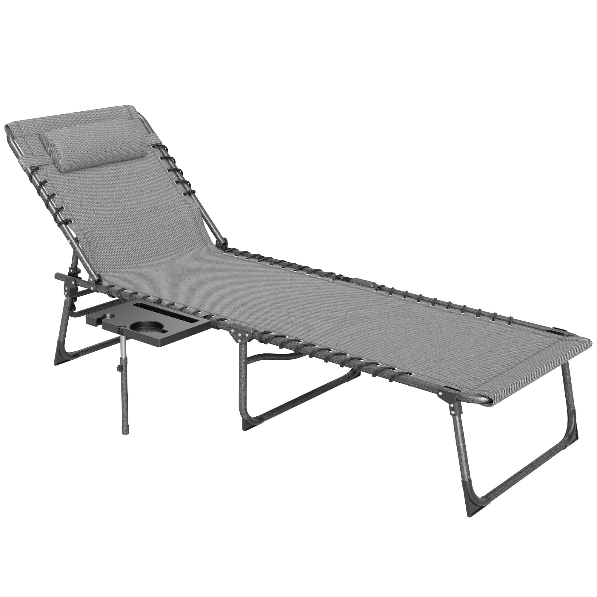 Outsunny Folding Sun Lounger with Side Table