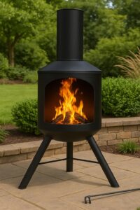 OTZ Fire Chiminea Log Burner for Outdoors Heater Firepit 120cm x 45cm x 45cm with Poker And Free Weather Proof Cover Wood Burne