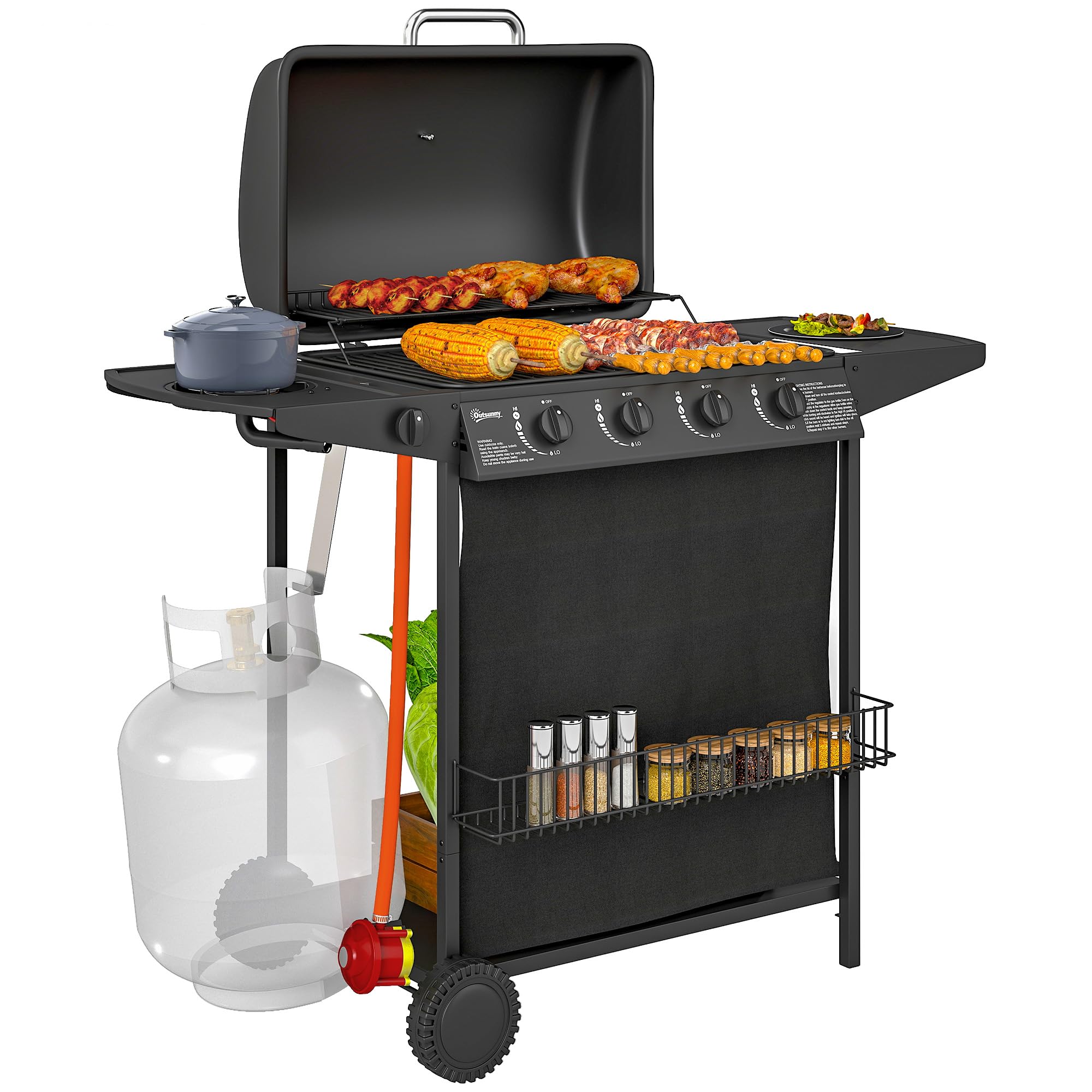 Outsunny 4+1 Burner Gas BBQ Grill