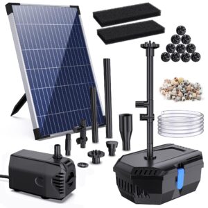 Biling Solar Pond Filter Kit for Garden Ponds 605 l/h Biological Solar Powered Pond Filter with Pump Filtration System for Fish Tank Waterfalls Water Feature