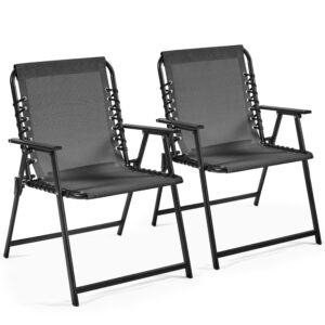 Yaheetech Folding Outdoor Chairs Set of 2 with Metal Frame