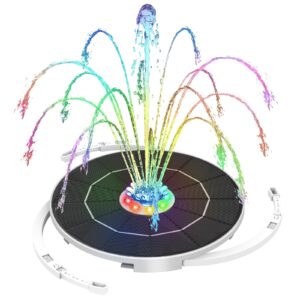 AISITIN 5.5W LED Solar Fountain Pump with Colorful Lights & 3000mAh Battery