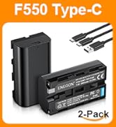 ENEGON NP-F550 Battery (2-Pack) and Rapid Dual LCD Charger for Sony NP-F970 NP-F750 NP-F770 NP-F9...