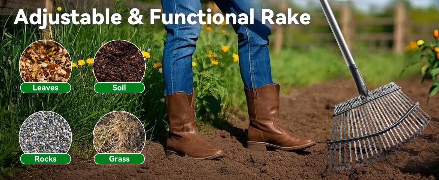 Adjustable & Functional Garden Rake