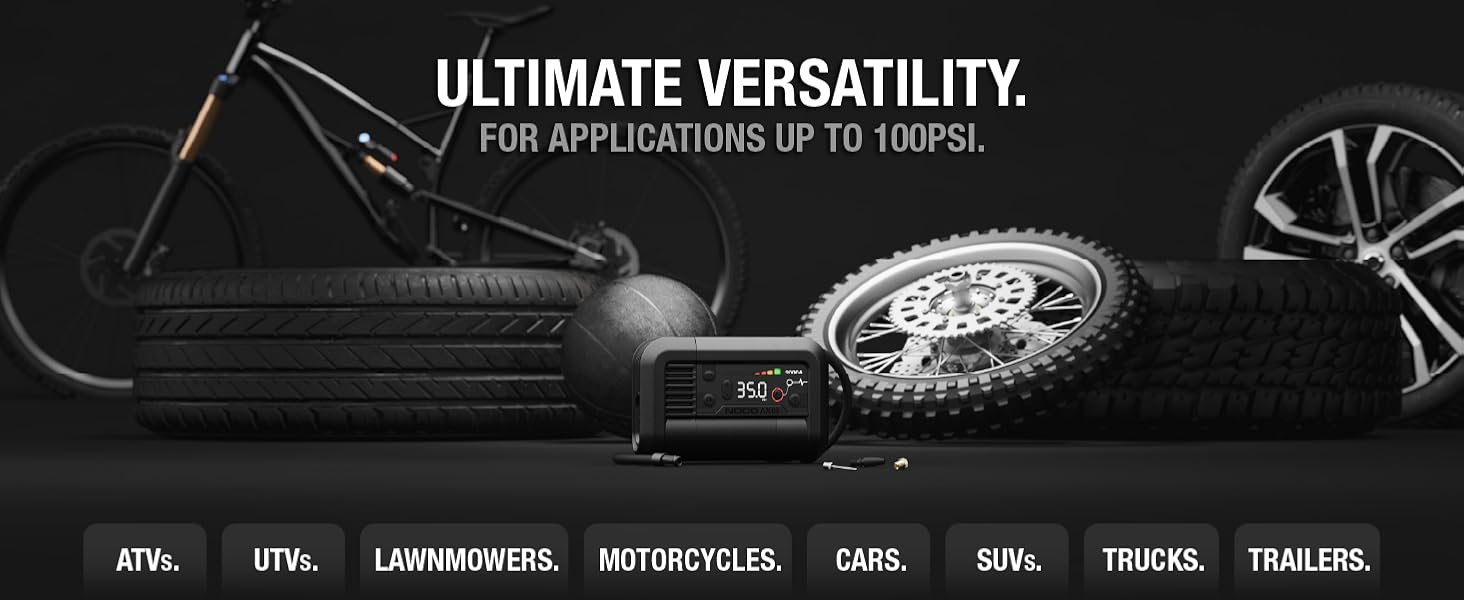 portable cordless air compressor for cars motorcycles trucks suvs atvs lawnmowers trailers