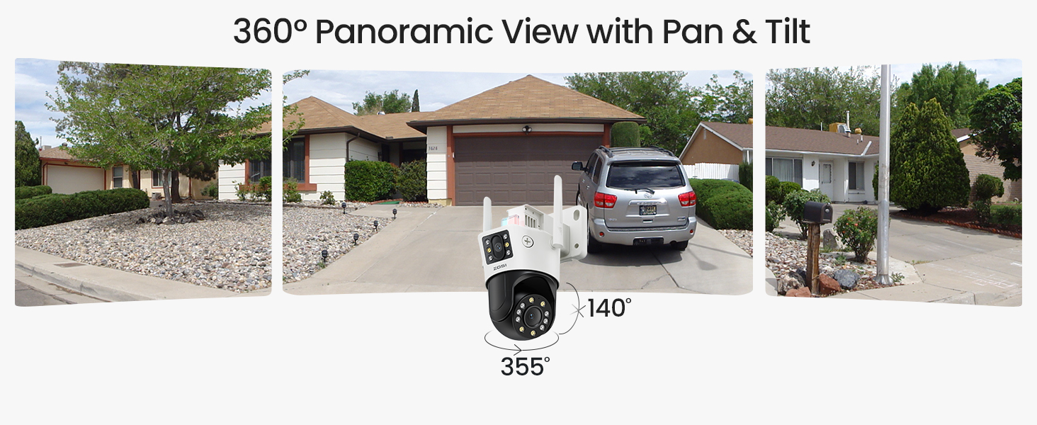 360° Panoramic View with Pan & Tilt