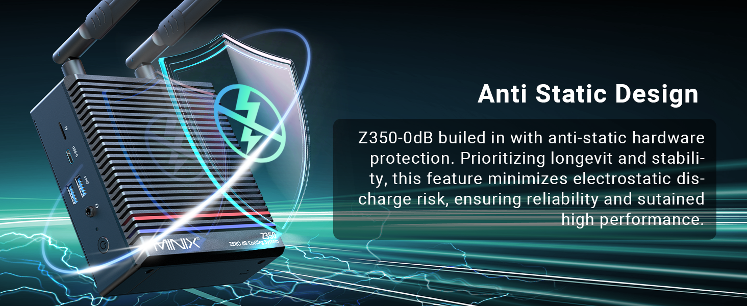 MINIX Fanless Mini PC Windows 11 Pro NEO Z350-0dB 16GB DDR4 512GB