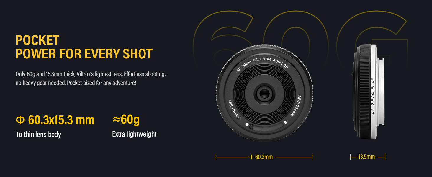 VILTROX 28mm F4.5 XF Autofocus Lenses for Fuji X Mount Camera Lenses