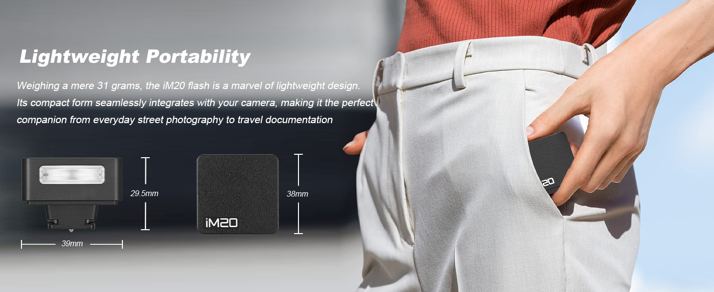 Godox iM20 Mini Camera Flash Speedlite - 470 mAh/Type-c Charge/440 Full-Power Flashes/3s Recycle Tim