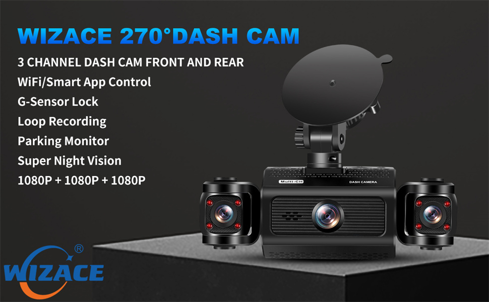 3channel dash cam 270 degree wifi -13